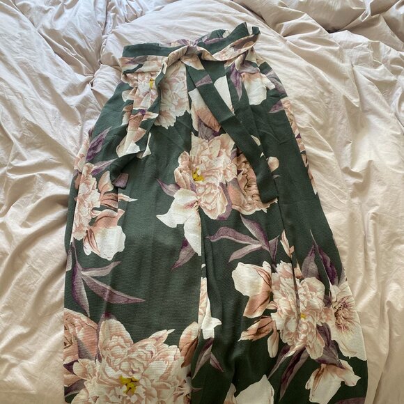 Women's Boho High Waist Wide Leg Pants Floral Print Summer Beach Pants - Picture 3 of 4